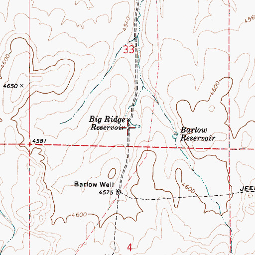 Topographic Map of Big Ridge Reservoir, OR