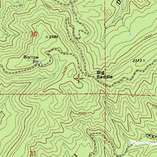 Topographic Map of Big Saddle, OR