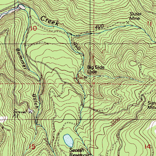 Topographic Map of Big Slide Lode, OR