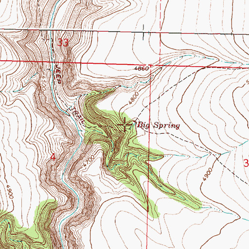 Topographic Map of Big Spring, OR