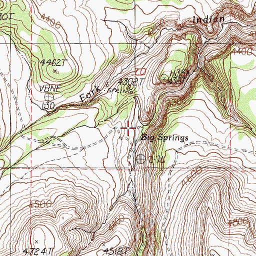 Topographic Map of Big Springs, OR