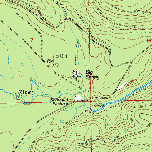 Topographic Map of Big Spring, OR