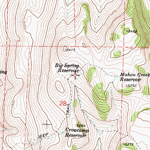 Topographic Map of Big Spring Reservoir, OR