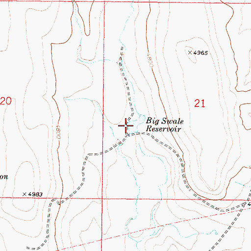 Topographic Map of Big Swale Reservoir, OR