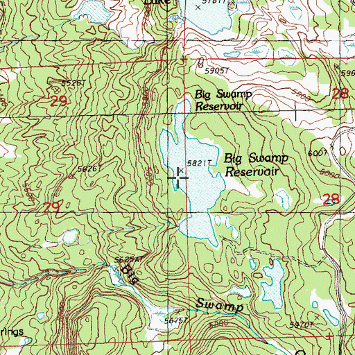 Topographic Map of Big Swamp Reservoir, OR