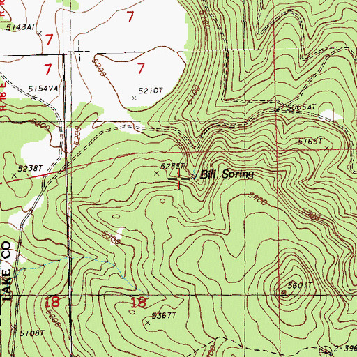 Topographic Map of Bill Spring, OR