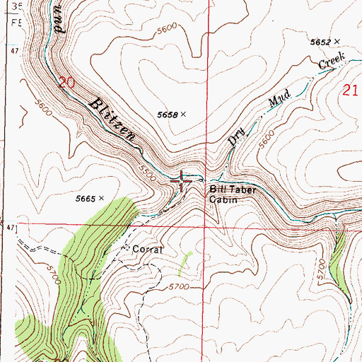 Topographic Map of Bill Taber Cabin, OR