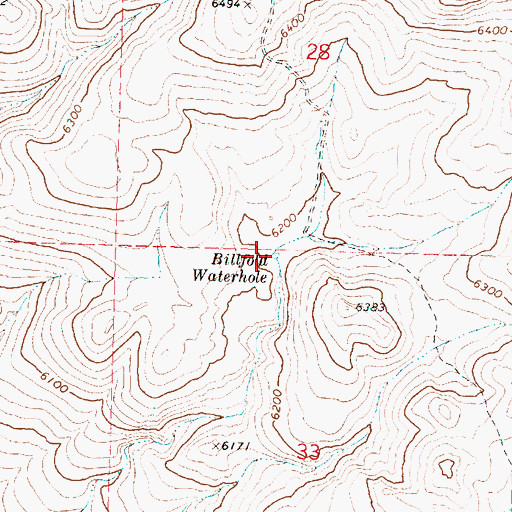 Topographic Map of Billfold Waterhole, OR