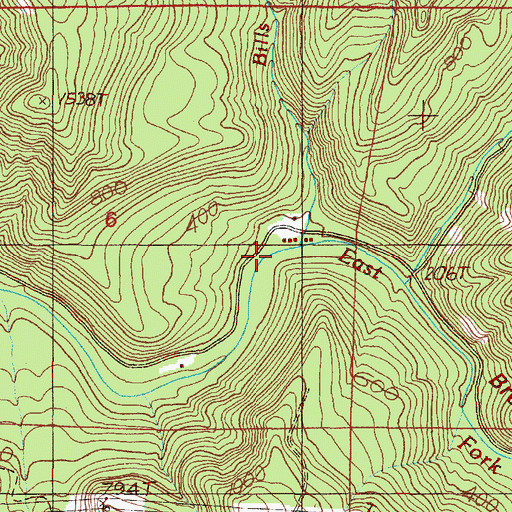 Topographic Map of Bills Creek, OR