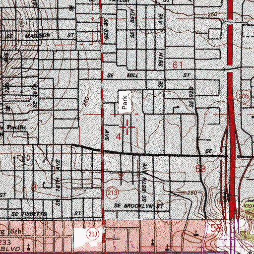 Topographic Map of Harrison Park School, OR