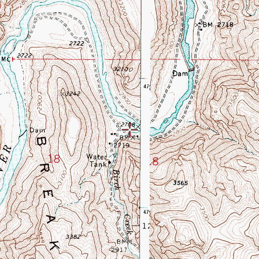 Topographic Map of Birch Creek, OR