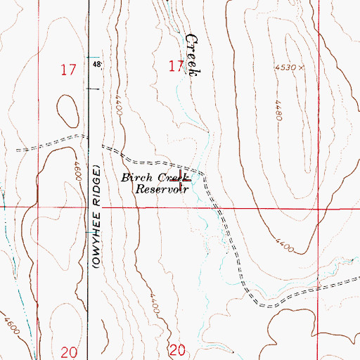 Topographic Map of Birch Creek Reservoir, OR
