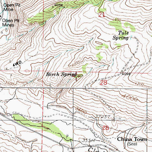 Topographic Map of Birch Spring, OR