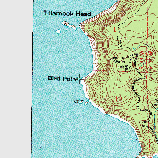 Topographic Map of Bird Point, OR