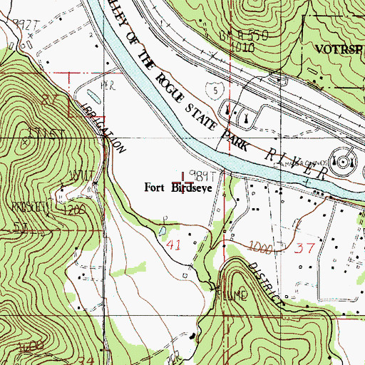 Topographic Map of Birdseye Creek, OR