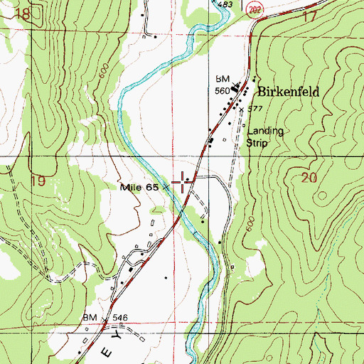 Topographic Map of Birkenfeld, OR