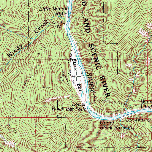 Topographic Map of Black Bar, OR