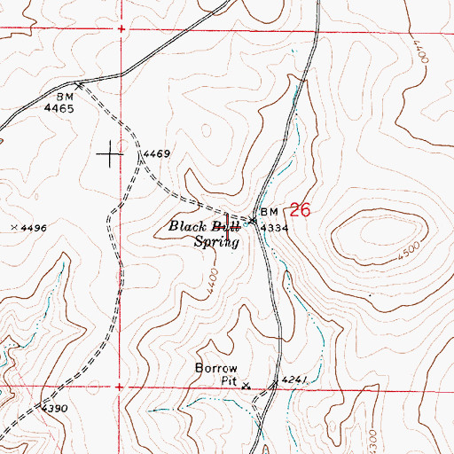Topographic Map of Black Bull Spring, OR