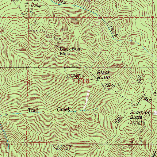 Topographic Map of Black Butte, OR