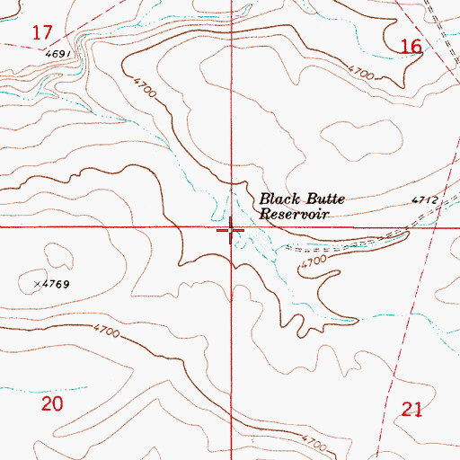 Topographic Map of Black Butte Reservoir, OR