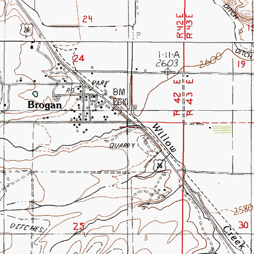 Topographic Map of Black Creek, OR