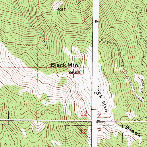 Topographic Map of Black Mountain, OR
