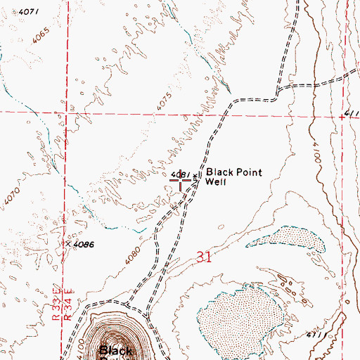 Topographic Map of Black Point Well, OR