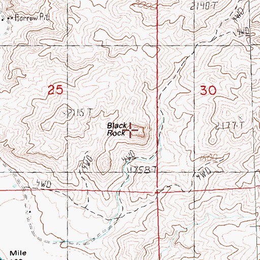 Topographic Map of Black Rock, OR