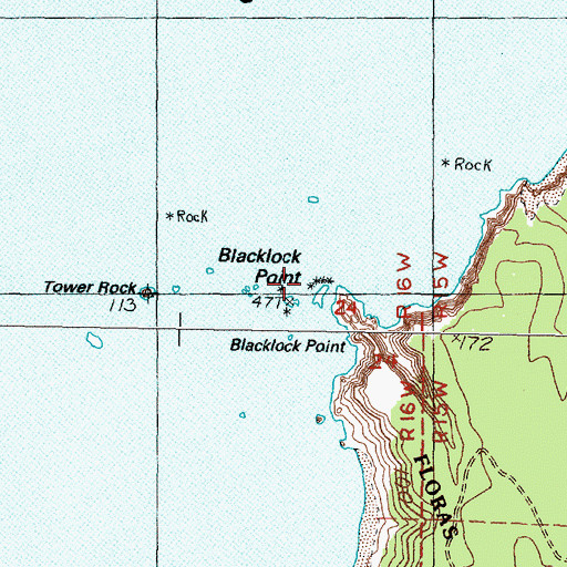 Topographic Map of Blacklock Point, OR