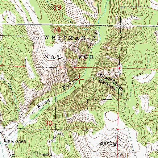 Topographic Map of Blacksmith Canyon, OR