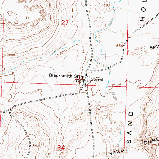 Topographic Map of Blacksmith Shop Well, OR