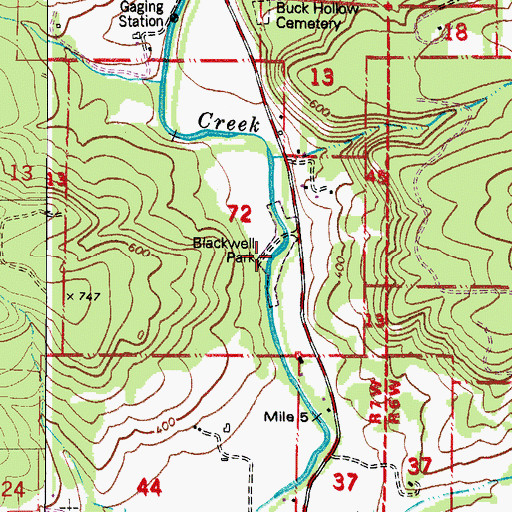 Topographic Map of Blackwell County Park, OR