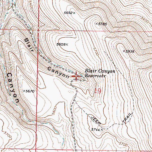 Topographic Map of Blair Canyon Reservoir, OR