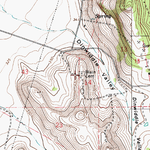 Topographic Map of Blan Cemetery, OR