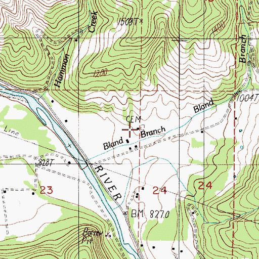 Topographic Map of Bland Mountain Cemetery, OR