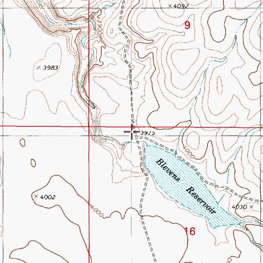 Topographic Map of Blevins Reservoir, OR