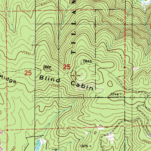 Topographic Map of Blind Cabin Ridge, OR