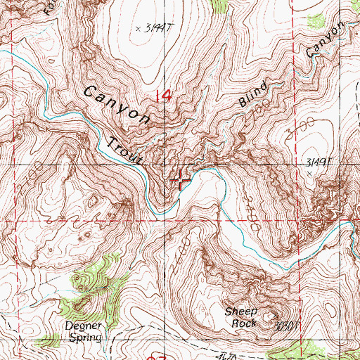 Topographic Map of Blind Canyon, OR