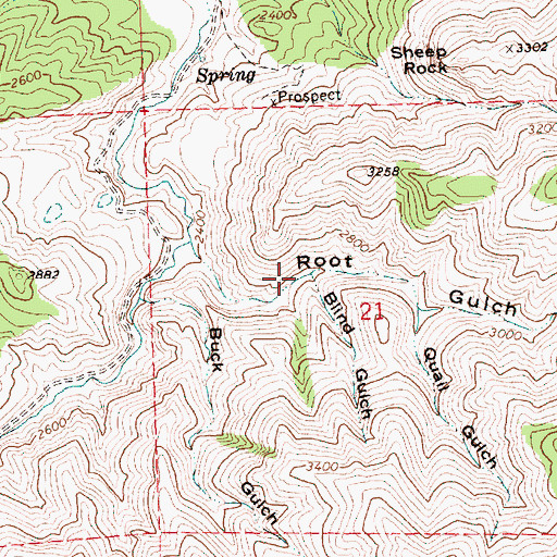 Topographic Map of Blind Gulch, OR