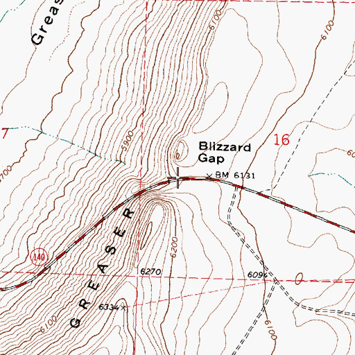 Topographic Map of Blizzard Gap, OR