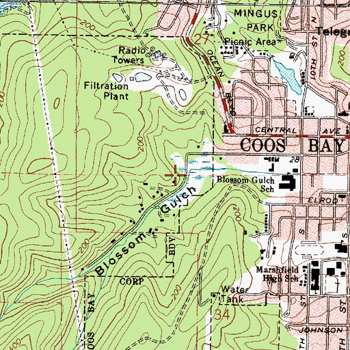 Topographic Map of Blossom Gulch, OR