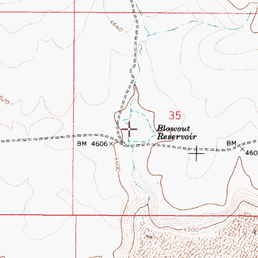 Topographic Map of Blowout Reservoir, OR