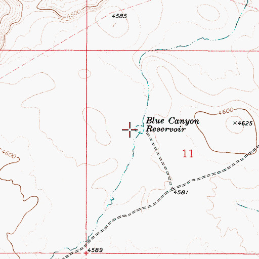 Topographic Map of Blue Canyon Reservoir, OR