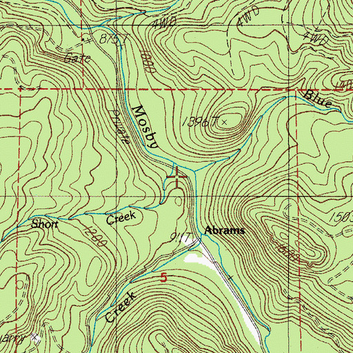 Topographic Map of Blue Creek, OR