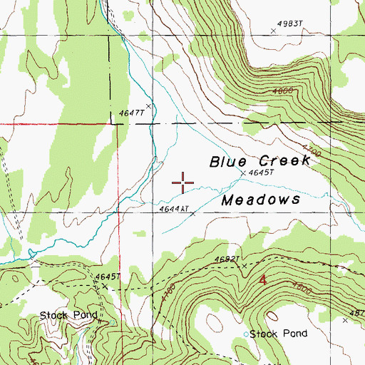 Topographic Map of Blue Creek Meadows, OR
