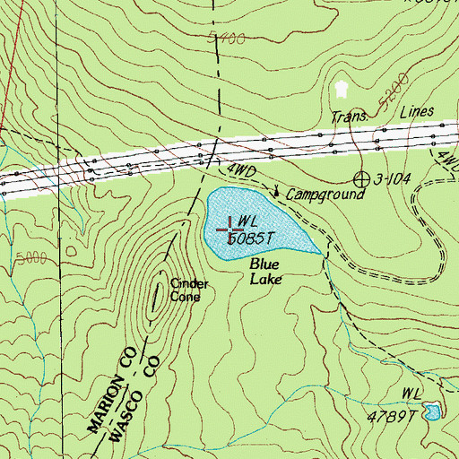 Topographic Map of Blue Lake, OR