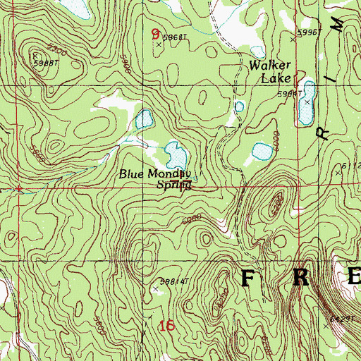 Topographic Map of Blue Monday Spring, OR