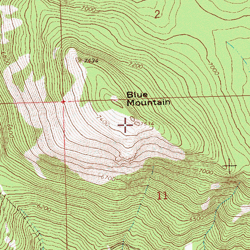 Topographic Map of Blue Mountain, OR