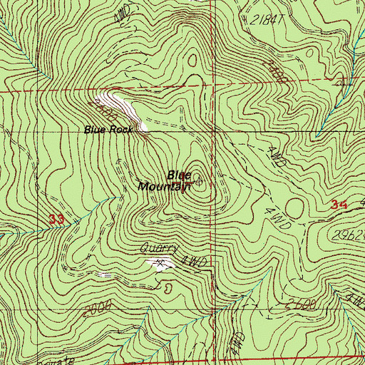 Topographic Map of Blue Mountain, OR
