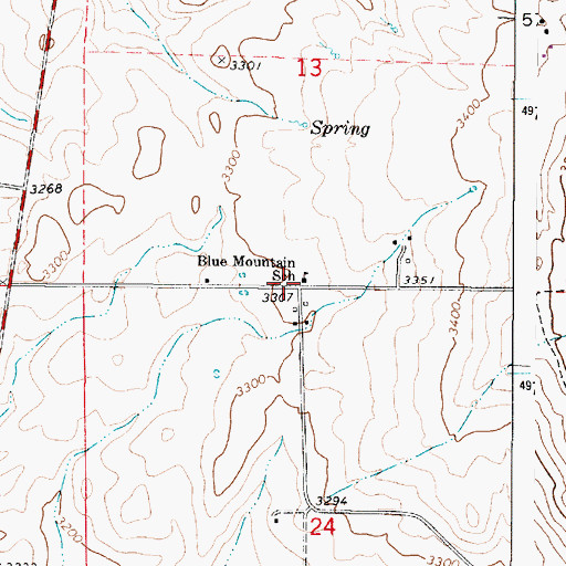 Topographic Map of Blue Mountain School (historical), OR